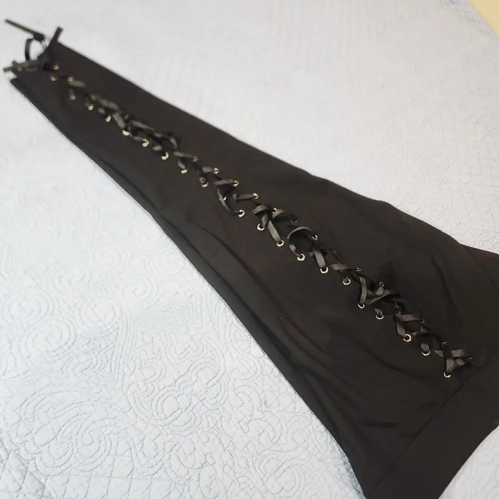 Torrid Black Lace-Up Leggings - Sexy Corset Lace Up Detail